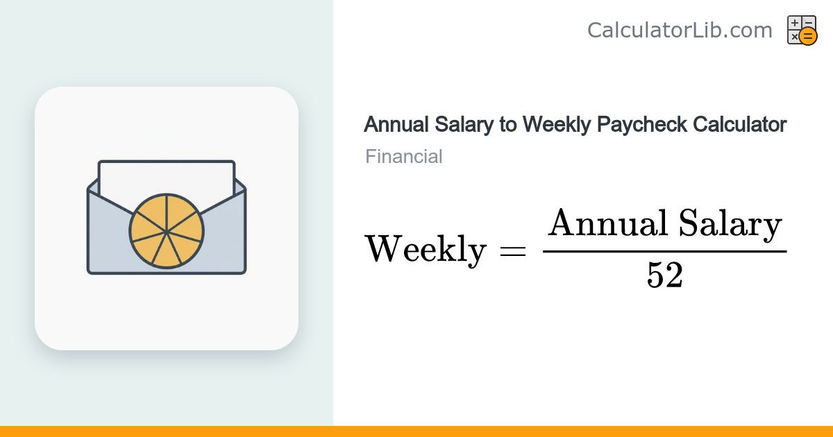 Annual Salary to Weekly Paycheck Calculator - CalculatorLib