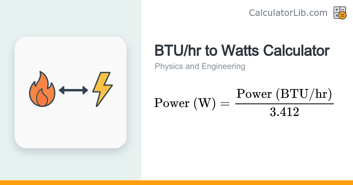 BTU/hr to Watts Calculator | BTU to W - CalculatorLib