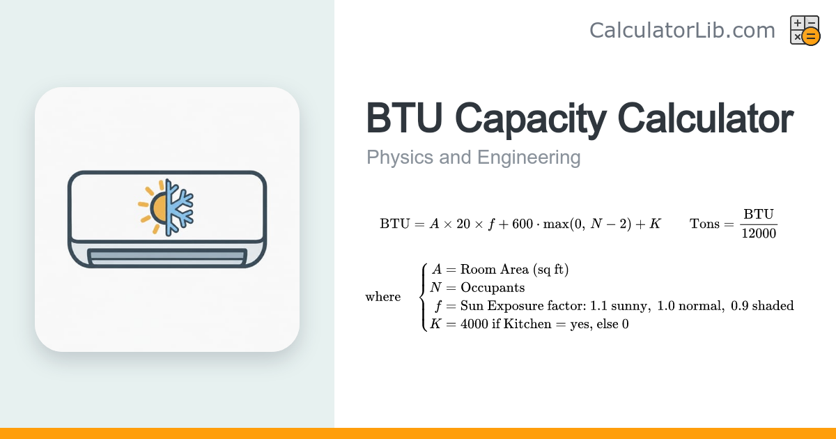 BTU Capacity Calculator - Heating & Cooling Sizing - CalculatorLib