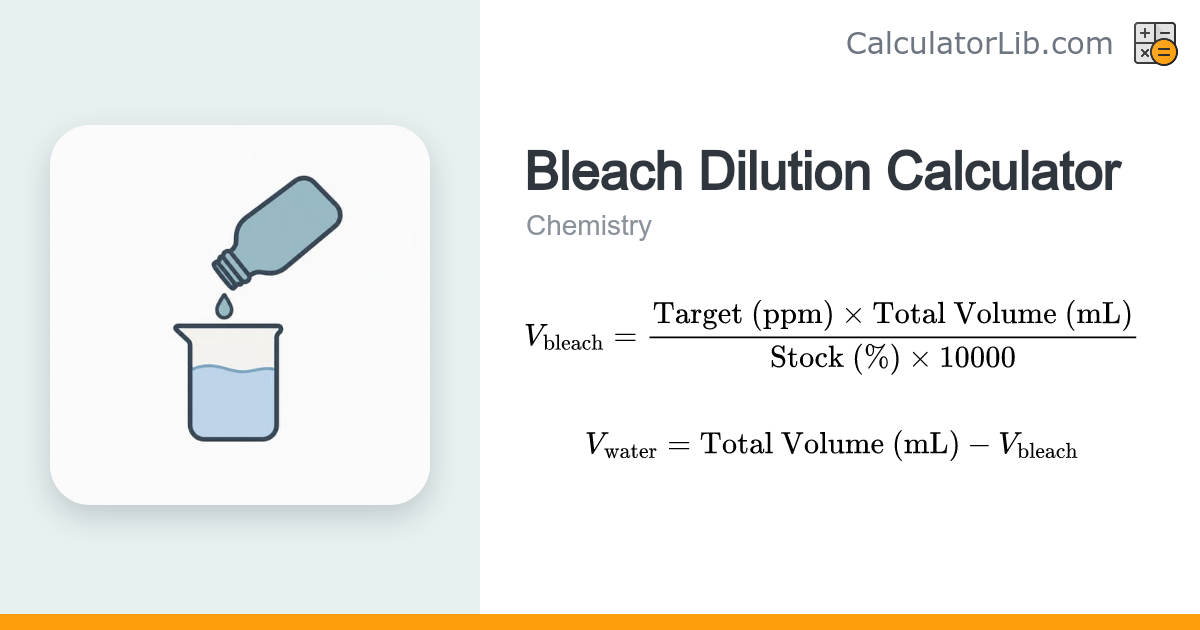 Bleach Dilution Calculator — Disinfectant ppm - CalculatorLib