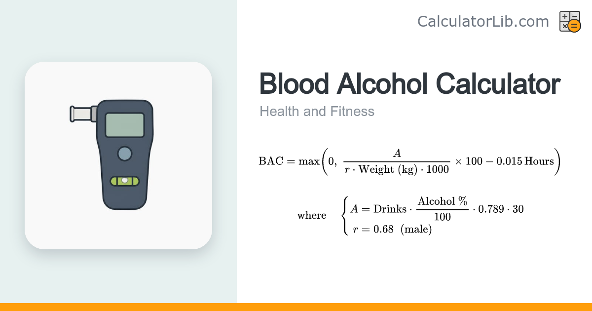 Blood Alcohol Calculator – Estimate BAC by Weight, Drinks & Hours ...