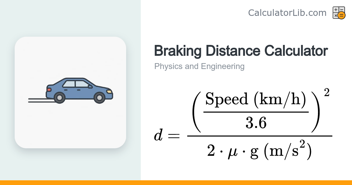 Braking Distance Calculator | Speed & Friction to Stop - CalculatorLib