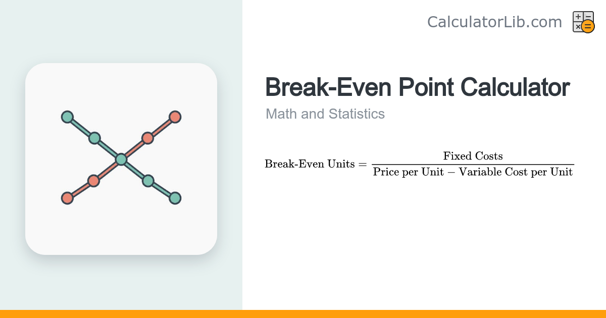 Break-Even Point Calculator (Cost = Revenue) - CalculatorLib