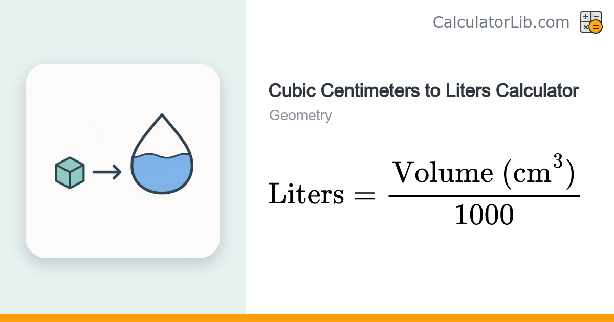 Cubic Centimeters to Liters Calculator | cc to L - CalculatorLib