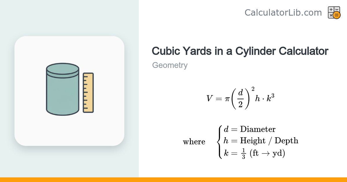 Cubic Yards in a Cylinder Calculator - CalculatorLib
