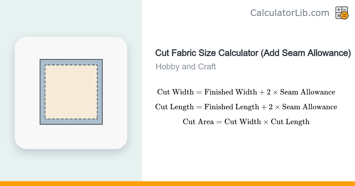 Cut Fabric Size Calculator — Add Seam Allowance - CalculatorLib