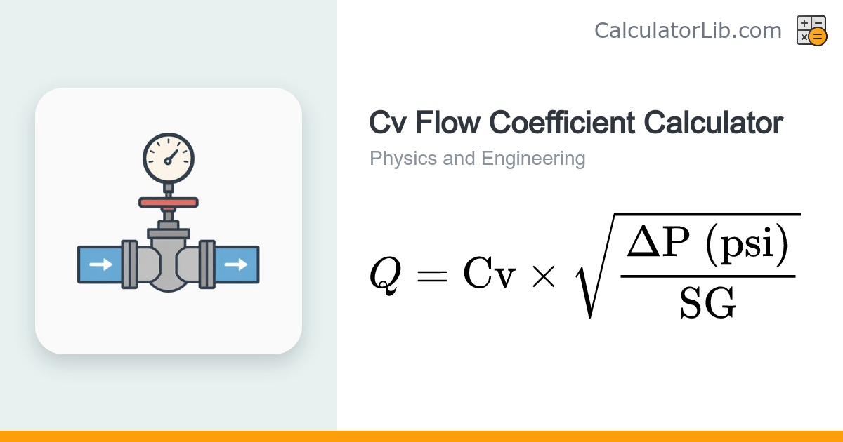 Cv Flow Coefficient Calculator | Valve Flow Rate - CalculatorLib