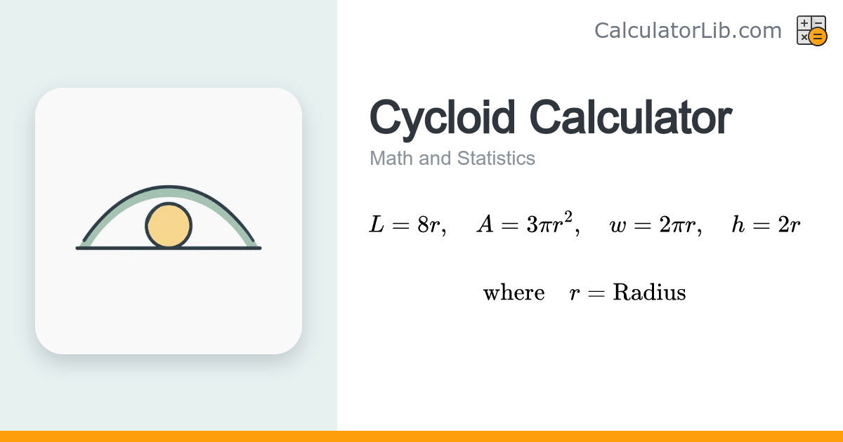Cycloid Calculator — Arc Length & Area - CalculatorLib