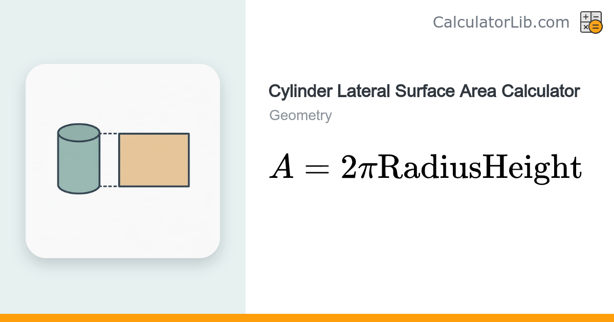 Cylinder Lateral Surface Area Calculator (A = 2πrh) - CalculatorLib