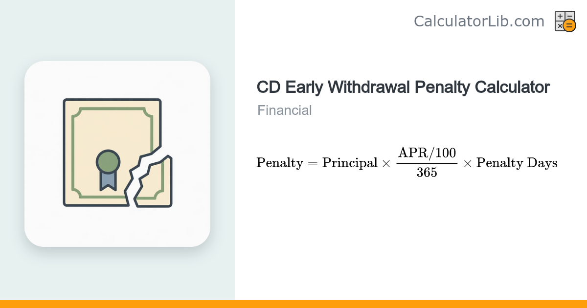 CD Early Withdrawal Penalty Calculator - CalculatorLib
