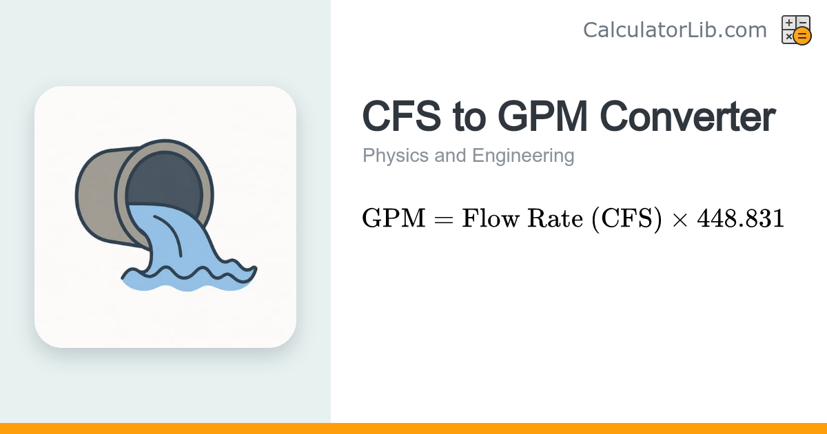 CFS to GPM Converter | Cubic Feet per Second to Gallons - CalculatorLib