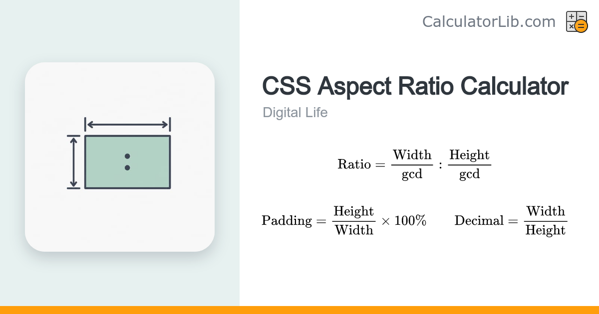 CSS Aspect Ratio Calculator — Ratio & Padding % - CalculatorLib