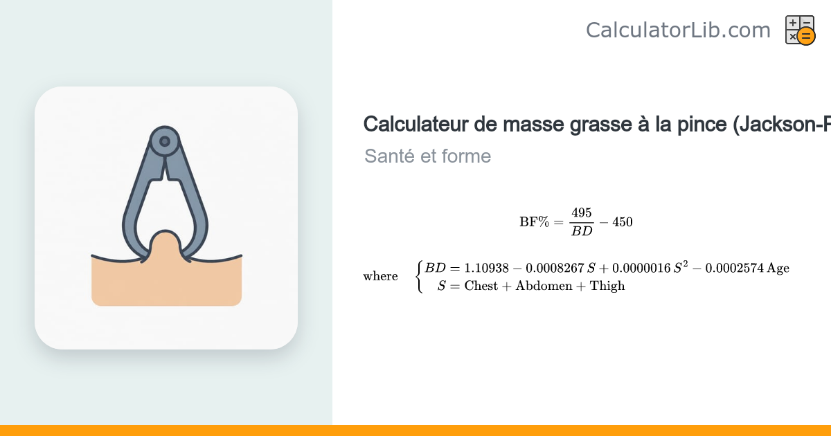 Calculateur de masse grasse à la pince Jackson-Pollock - CalculatorLib