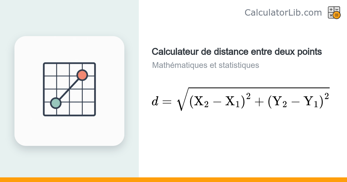 Calculateur de distance entre deux points (formule de distance 2D ...