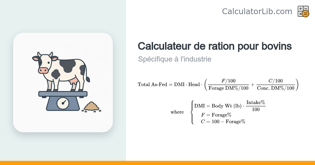 Calculateur de ration pour bovins | Aliment quotidien selon le poids ...