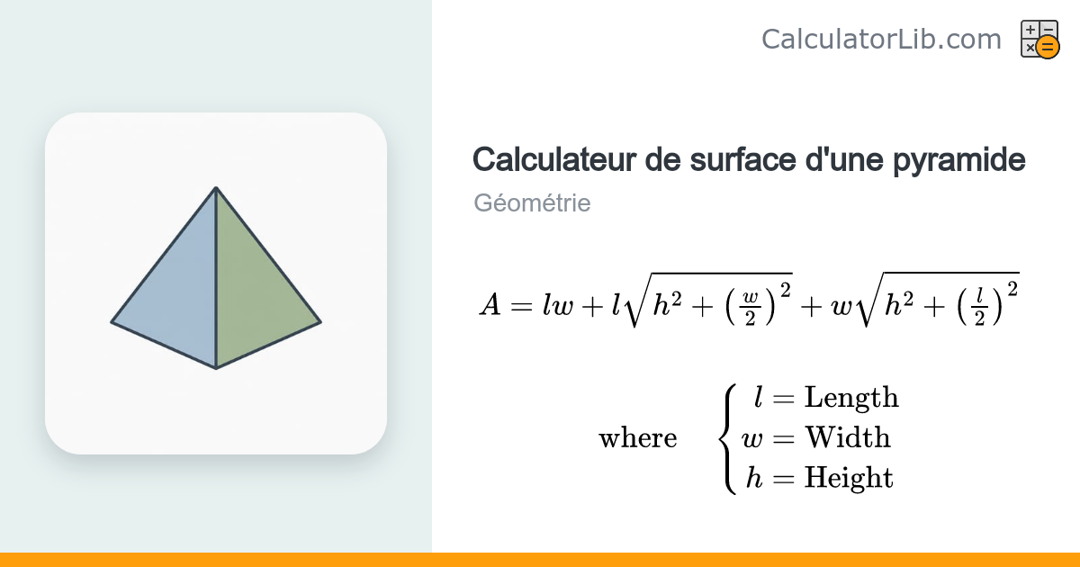 Calculateur de surface d'une pyramide à base rectangulaire - CalculatorLib