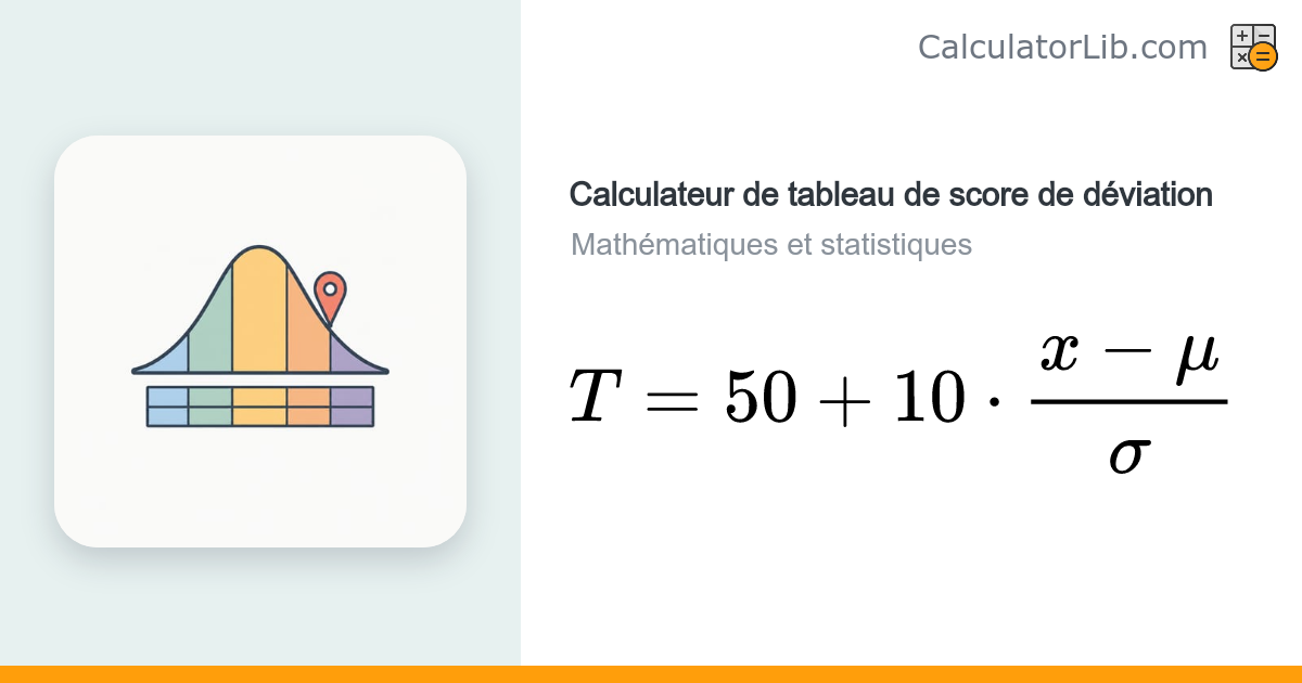 Calculateur de tableau de score de déviation (Hensachi / score T ...