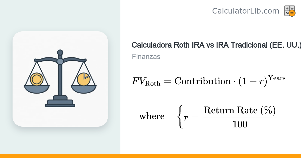 Calculadora Roth IRA vs IRA Tradicional (EE. UU.) – Valor neto de ...