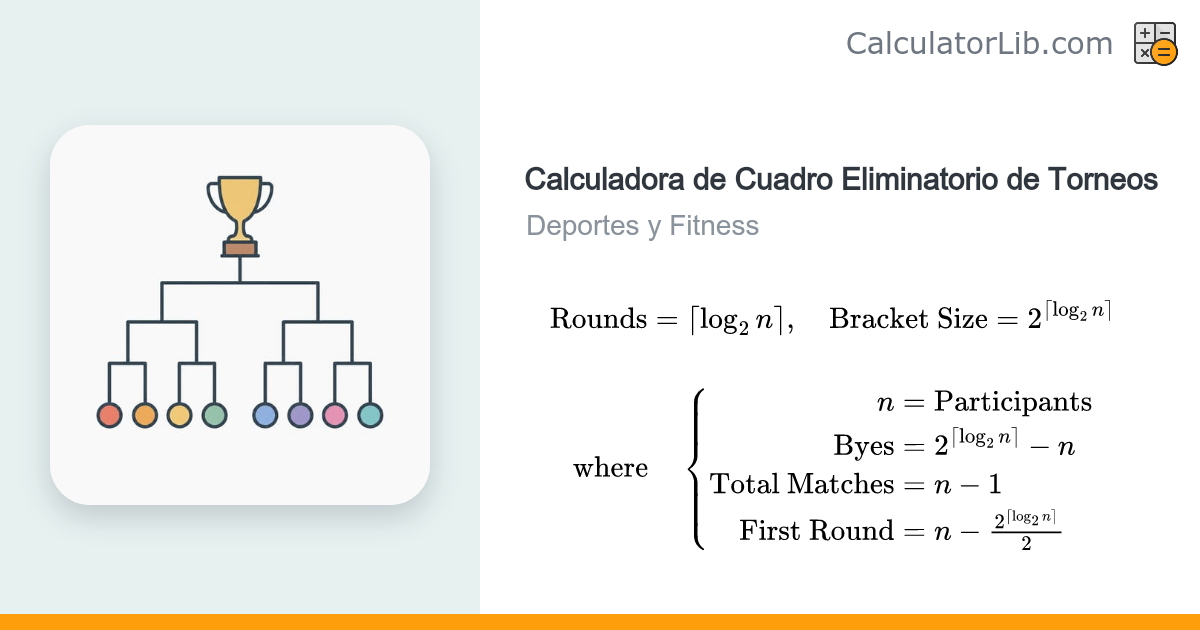 Calculadora de Cuadro Eliminatorio de Torneos - CalculatorLib