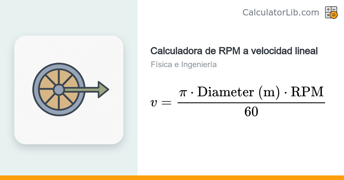 Calculadora de RPM a velocidad lineal (velocidad superficial ...