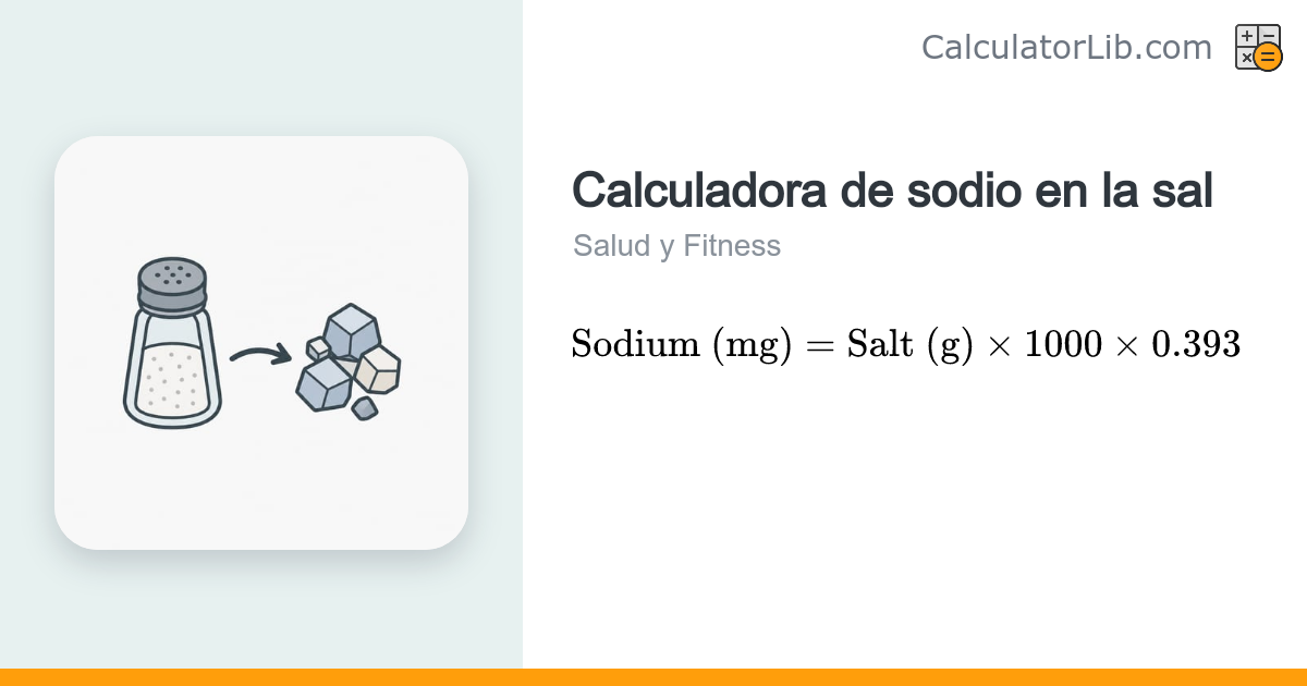 Calculadora de sodio en la sal | Convertir sal a sodio - CalculatorLib