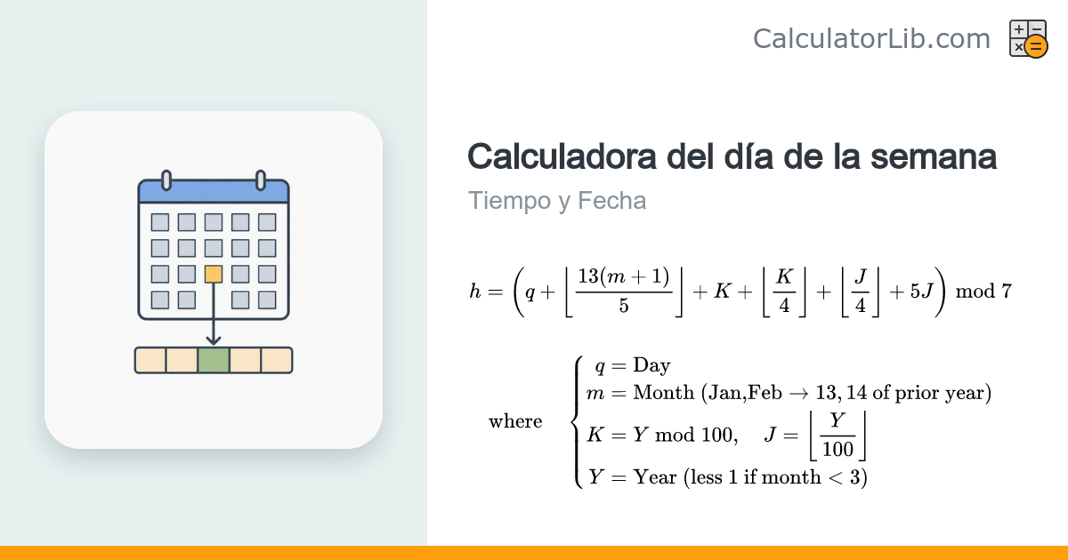 Calculadora del día de la semana — Qué día fue una fecha - CalculatorLib