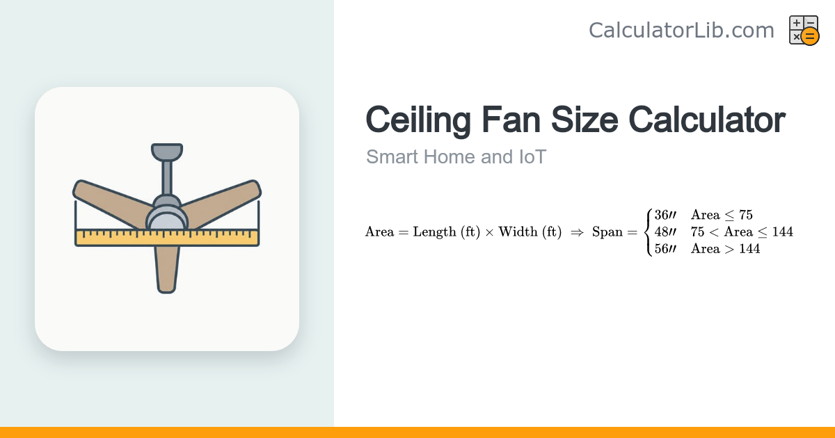 Ceiling Fan Size Calculator — Blade Span by Room - CalculatorLib