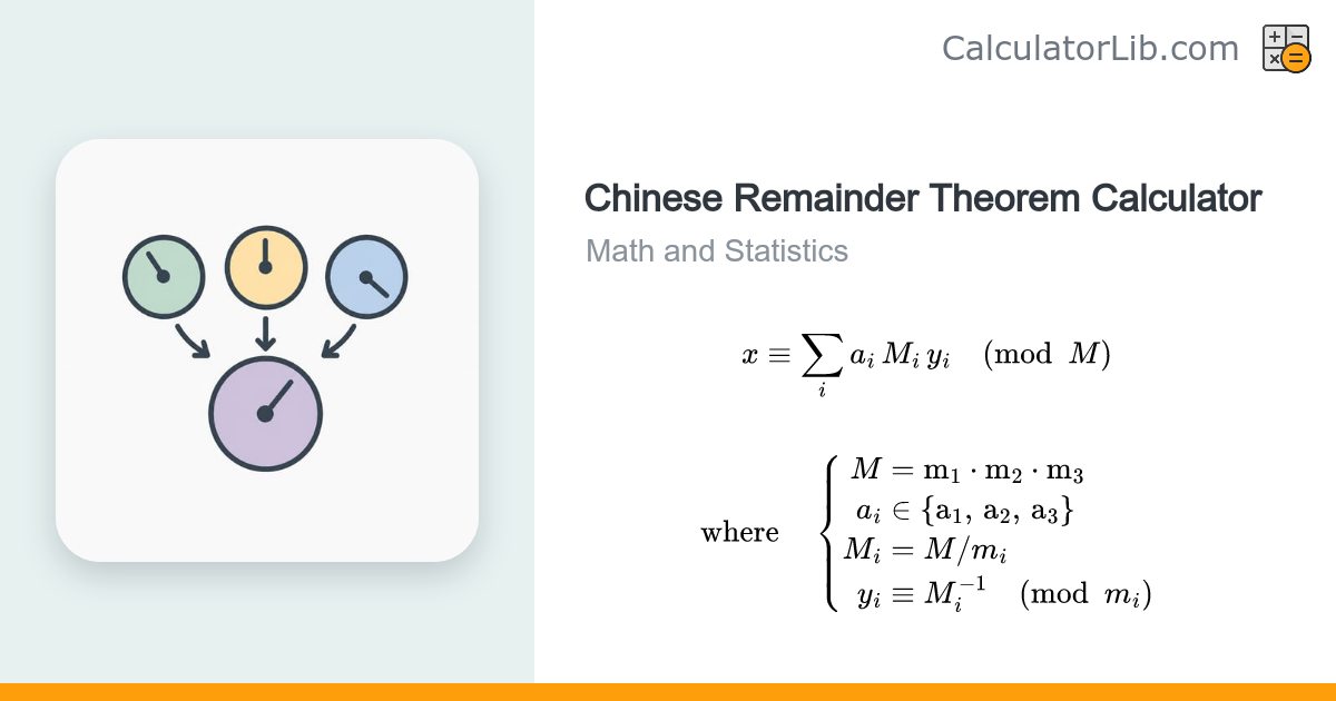 Chinese Remainder Theorem Calculator (CRT Solver) - CalculatorLib