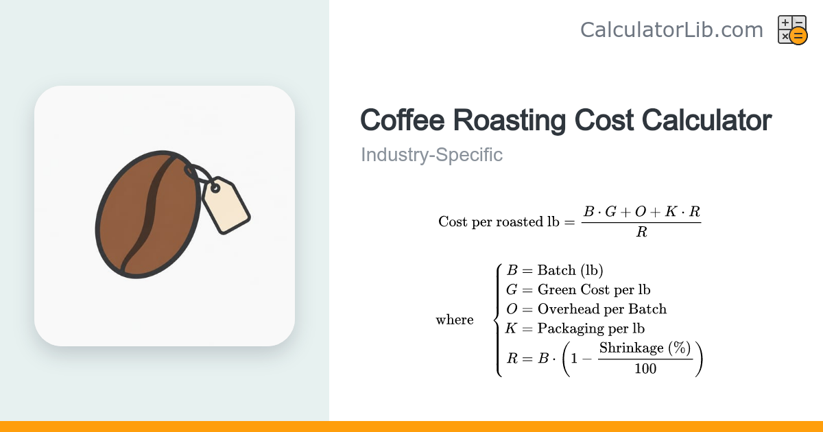 Coffee Roasting Cost Calculator – Cost per Roasted Pound - CalculatorLib