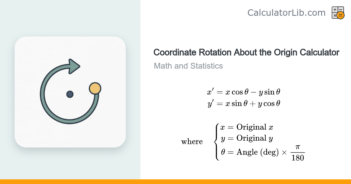 Coordinate Rotation About the Origin Calculator - CalculatorLib