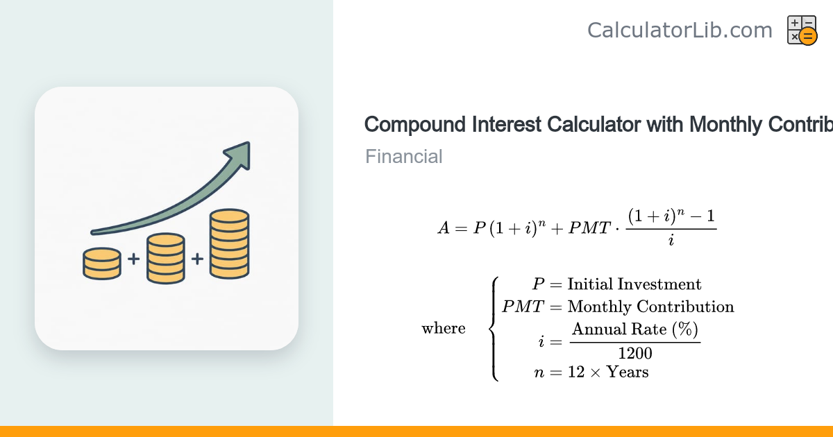 Compound Interest Calculator with Monthly Contributions - CalculatorLib