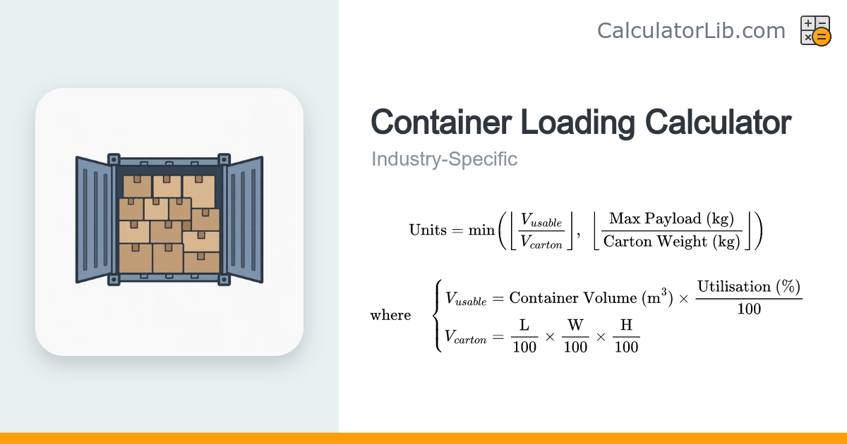 Container Loading Calculator (Units per Container) - CalculatorLib