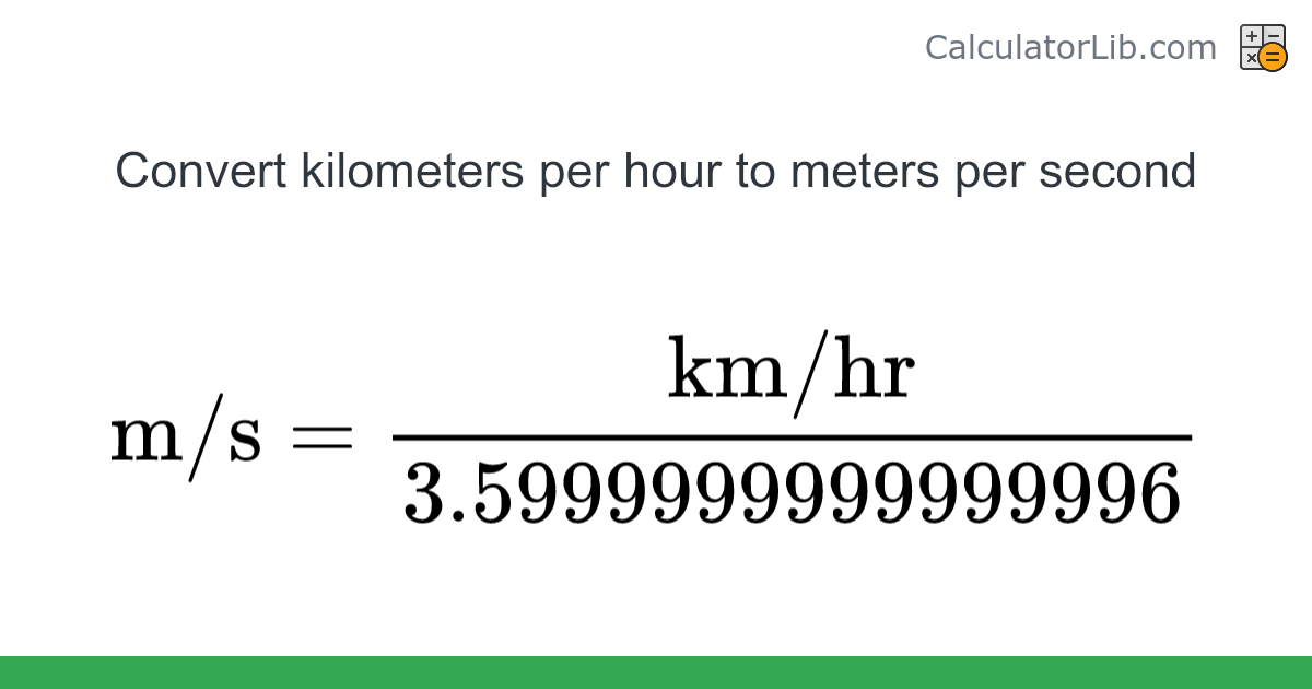 Kilometers per hour → Meters per second converter (km/hr to m/s ...