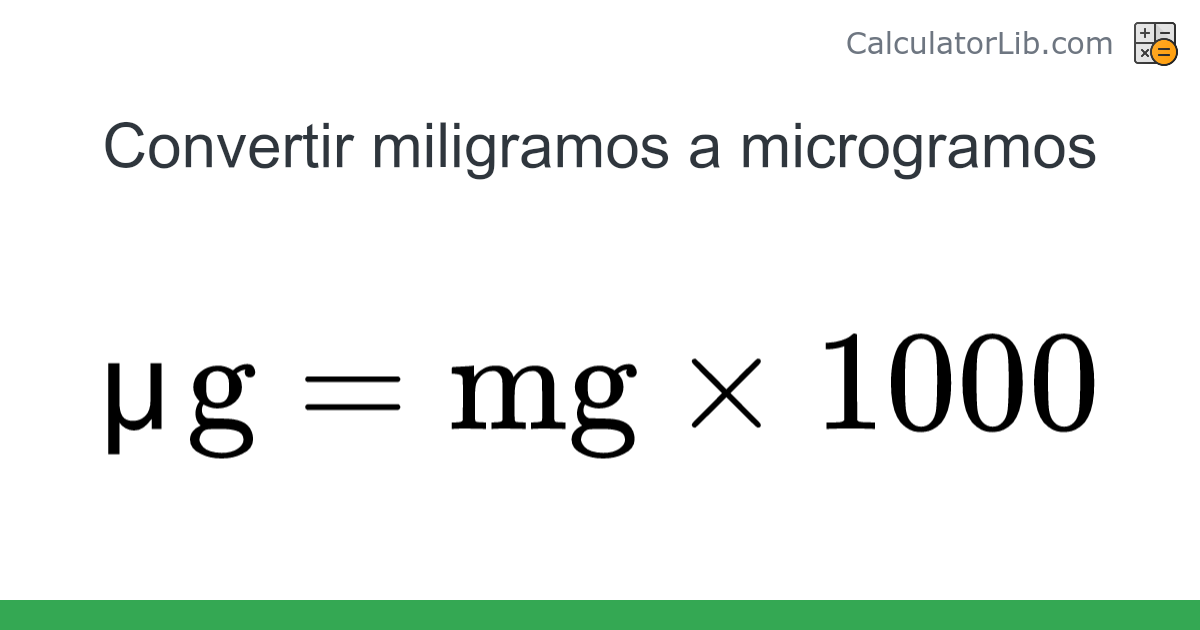 Convertidor de Miligramos a Microgramos (mg → μg) - CalculatorLib