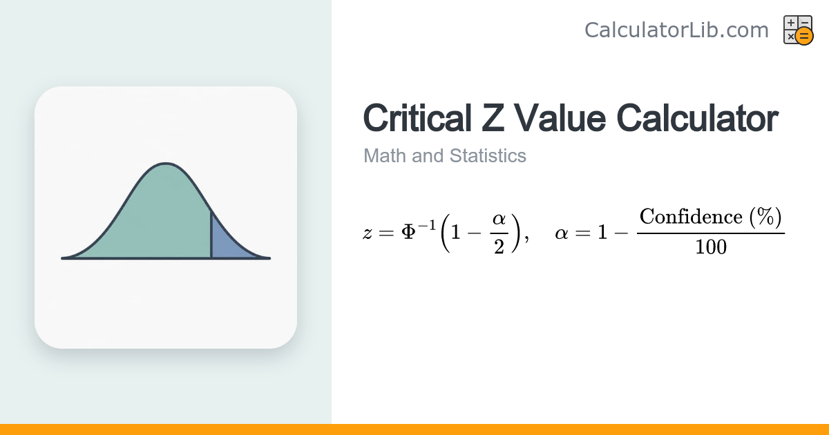 Critical Z Value Calculator (from Confidence Level) - CalculatorLib