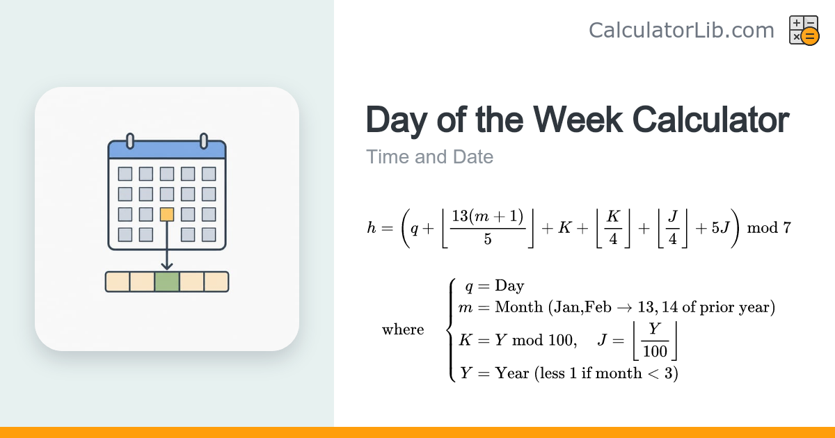 Day of the Week Calculator — What Day Was a Date - CalculatorLib
