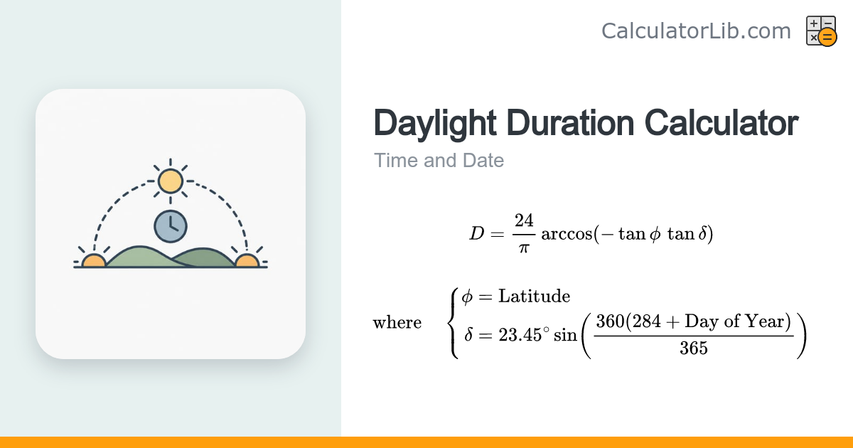 Daylight Duration Calculator | Day Length by Latitude - CalculatorLib