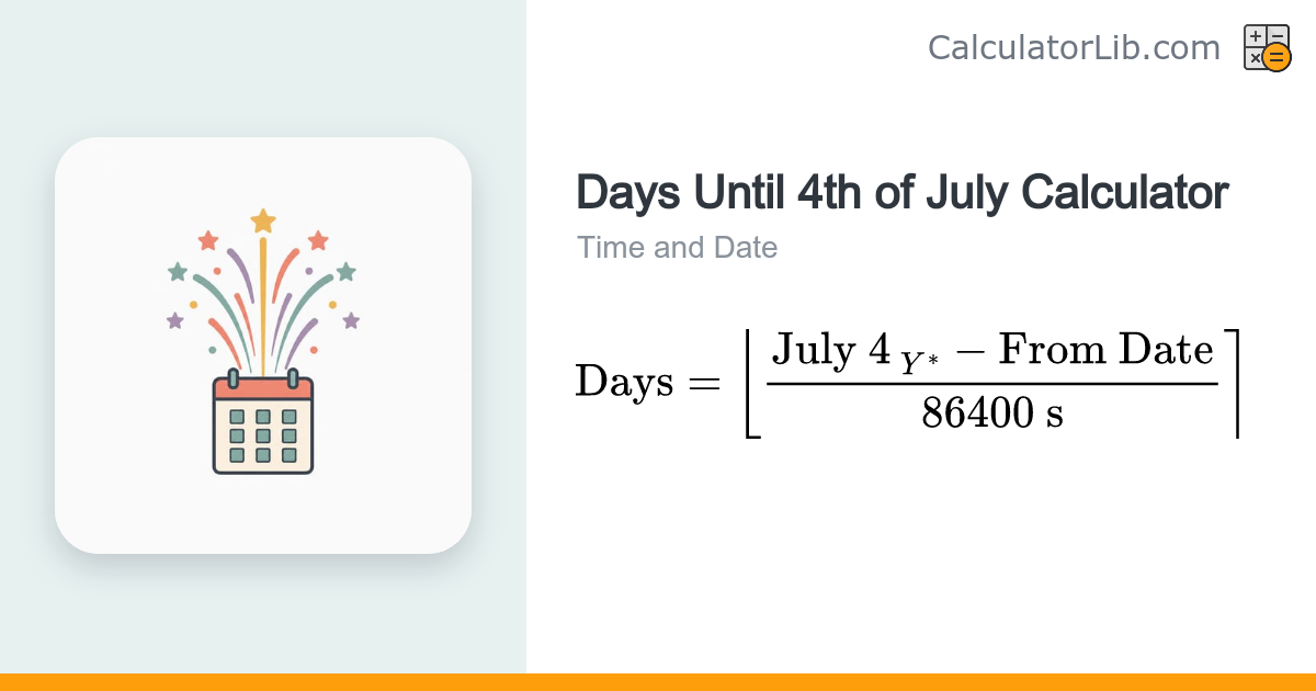 Days Until 4th of July Calculator — Countdown to Independence Day ...