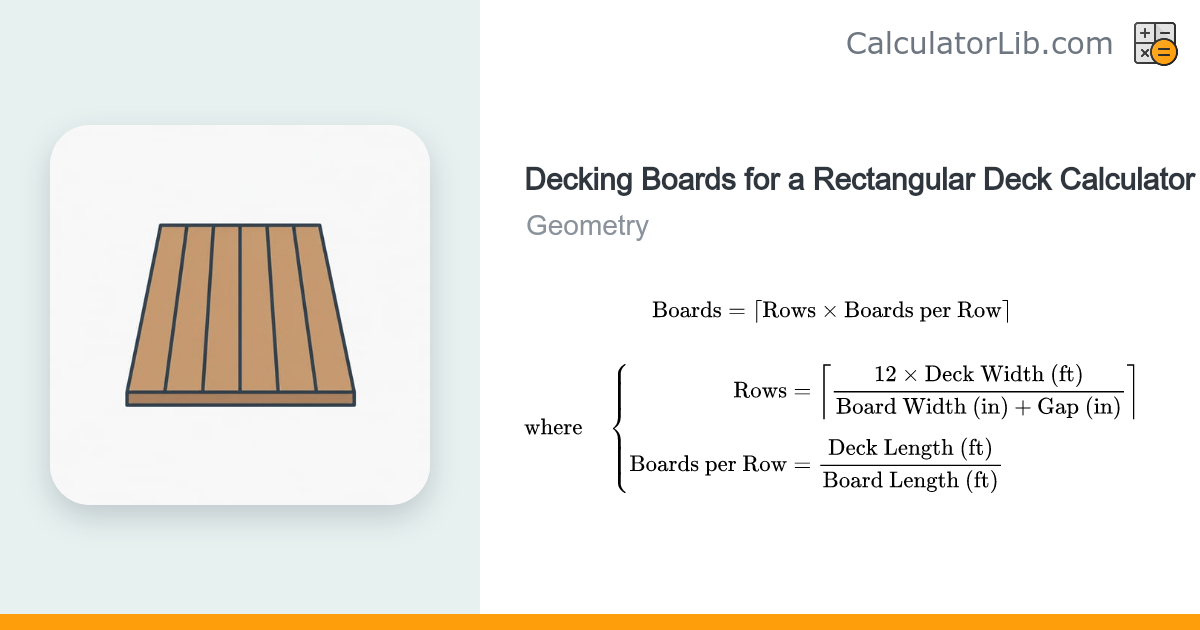 Decking Boards for a Rectangular Deck Calculator - CalculatorLib