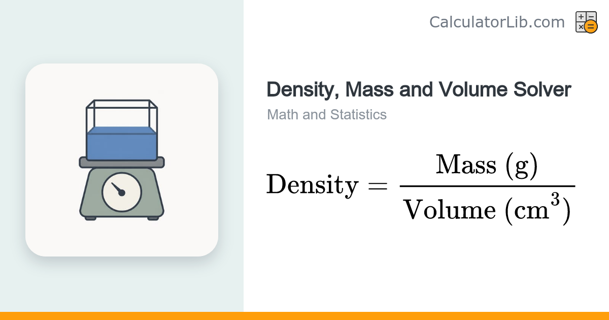Density = Mass / Volume Solver Calculator - CalculatorLib