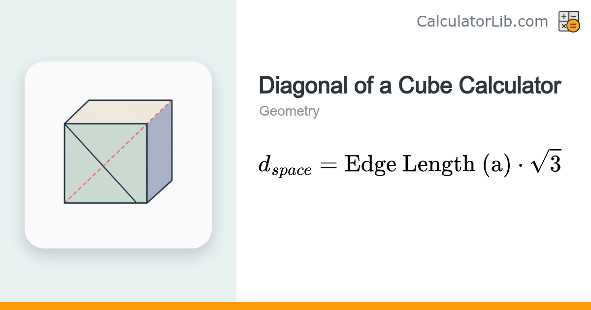 Cube Diagonal Calculator (Space & Face) - CalculatorLib