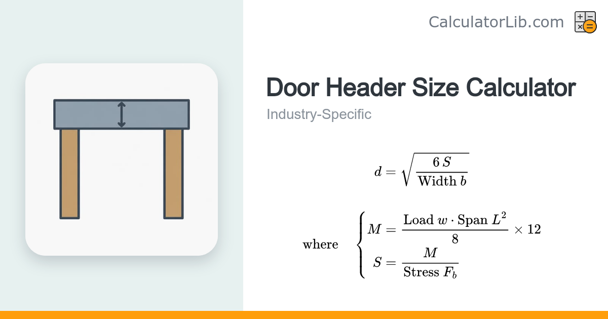 Door Header Size Calculator | Beam Depth & Modulus - CalculatorLib