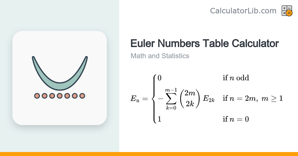 Euler Numbers Table Calculator (En Sequence) - CalculatorLib