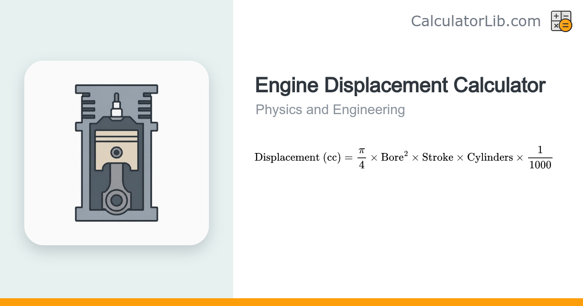 Engine Displacement Calculator (cc, L, in³) - CalculatorLib