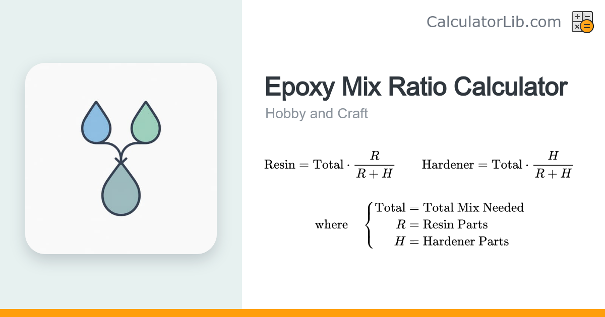Epoxy Mix Ratio Calculator — Resin & Hardener Amounts - CalculatorLib