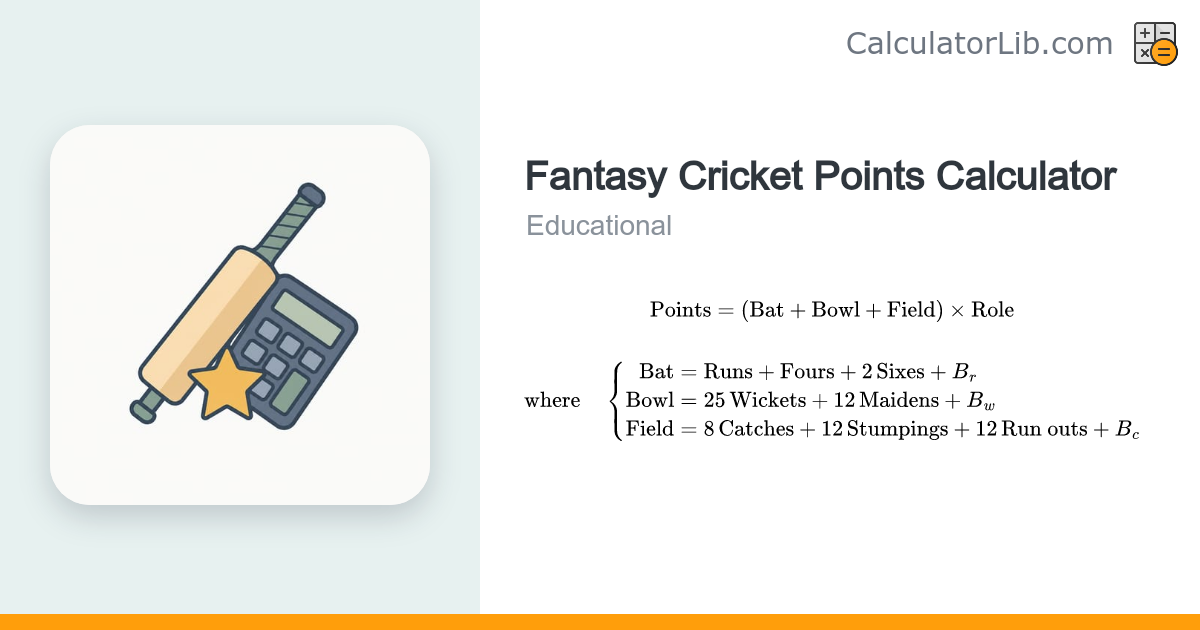 Fantasy Cricket Points Calculator (Dream11 Style) - CalculatorLib