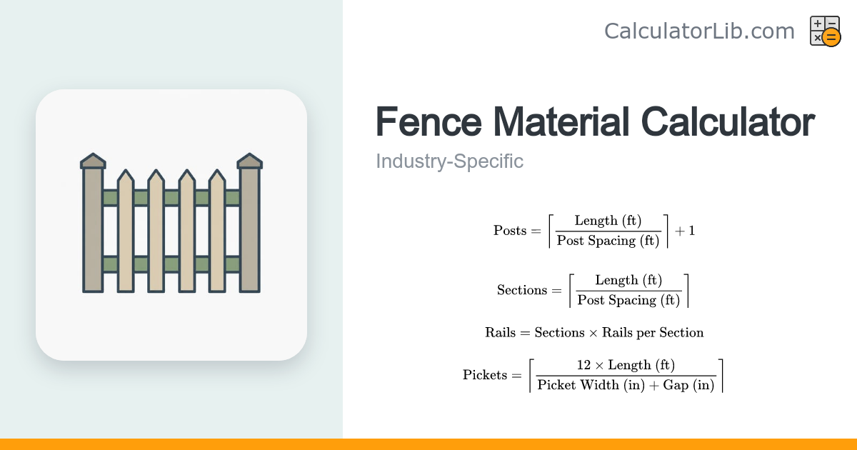 Fence Material Calculator - Posts, Rails & Pickets - CalculatorLib