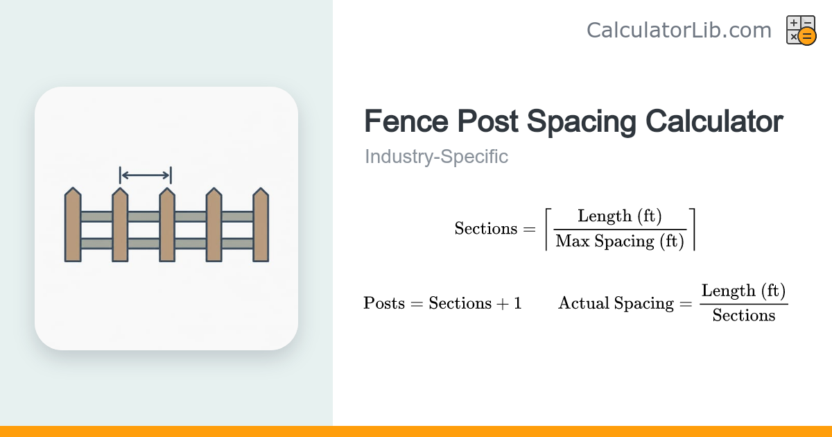 Fence Post Spacing Calculator | Posts & Panels - CalculatorLib