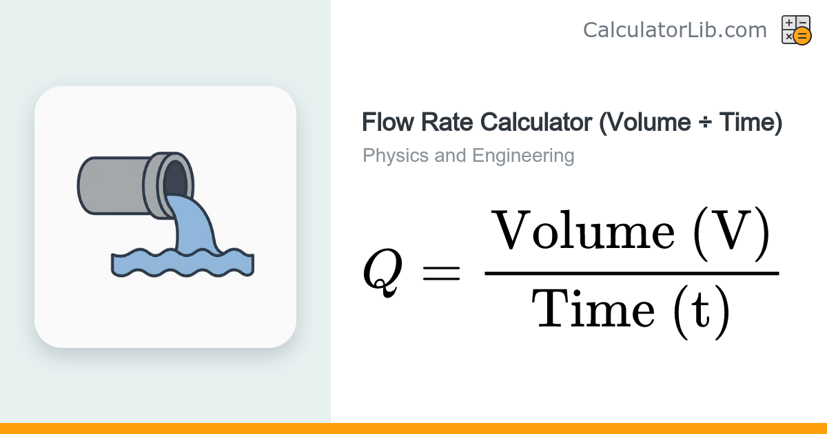 Flow Rate Calculator (Volume ÷ Time) | Q = V/t - CalculatorLib