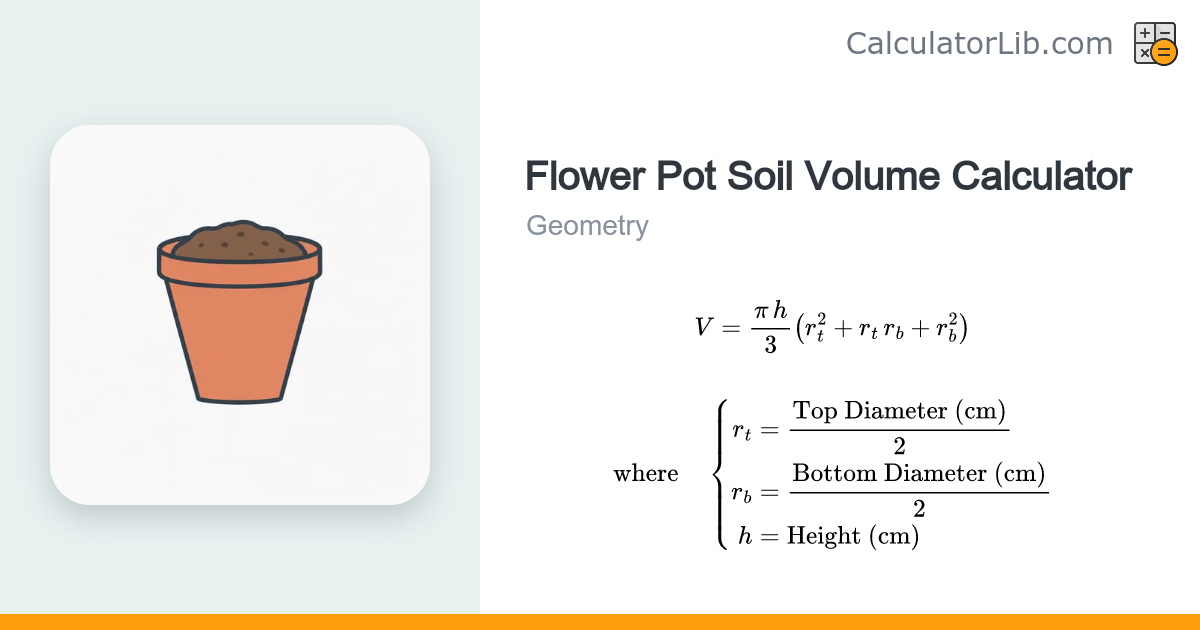 Flower Pot Soil Volume Calculator - CalculatorLib